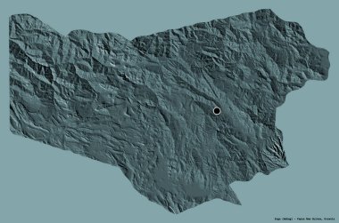 Enga, Papua Yeni Gine eyaleti, başkenti katı renk arkaplanı ile izole edilmiştir. Renkli yükseklik haritası. 3B görüntüleme
