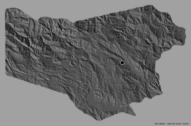 Enga, Papua Yeni Gine eyaleti, başkenti katı renk arkaplanı ile izole edilmiştir. Çift seviyeli yükseklik haritası. 3B görüntüleme