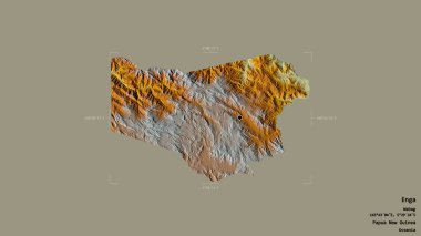 Enga bölgesi, Papua Yeni Gine eyaleti, Gürcistan sınırında katı bir arka planda izole edilmiş. Etiketler. Topografik yardım haritası. 3B görüntüleme
