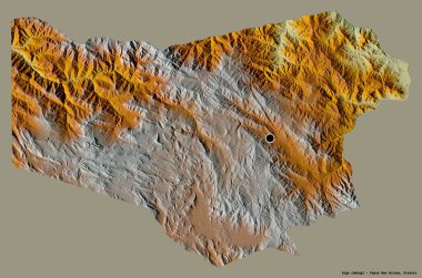 Enga, Papua Yeni Gine eyaleti, başkenti katı renk arkaplanı ile izole edilmiştir. Topografik yardım haritası. 3B görüntüleme