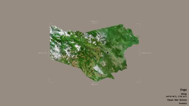 Enga bölgesi, Papua Yeni Gine eyaleti, Gürcistan sınırında katı bir arka planda izole edilmiş. Etiketler. Uydu görüntüleri. 3B görüntüleme