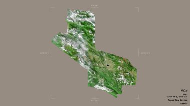 Hela bölgesi, Papua Yeni Gine eyaleti, Gürcistan sınırında katı bir arka planda izole edilmiş. Etiketler. Uydu görüntüleri. 3B görüntüleme
