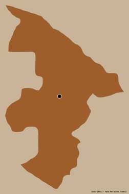 Papua Yeni Gine 'nin başkenti Jiwaka' nın katı renk arkaplanı ile izole edilmiş hali. Desenli dokuların bileşimi. 3B görüntüleme