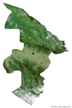 Başkenti beyaz arka planda izole edilmiş, Papua Yeni Gine eyaleti Jiwaka 'nın şeklidir. Uydu görüntüleri. 3B görüntüleme