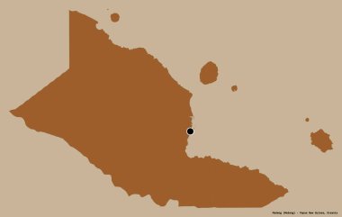 Madang, Papua Yeni Gine eyaleti, başkenti katı renk arkaplanı ile izole edilmiştir. Desenli dokuların bileşimi. 3B görüntüleme
