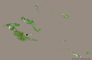 Milne Körfezi 'nin şekli, Papua Yeni Gine eyaleti, başkenti katı renk arkaplanı ile izole edilmiştir. Uydu görüntüleri. 3B görüntüleme