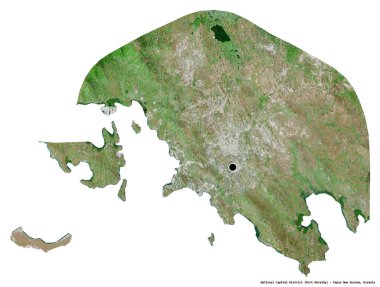 Ulusal Başkent Bölgesi, Papua Yeni Gine bölgesi, başkenti beyaz arka planda izole edilmiştir. Uydu görüntüleri. 3B görüntüleme