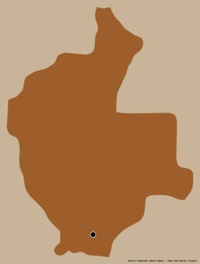 Batı İskoçya 'nın şekli, Papua Yeni Gine eyaleti, başkenti katı bir renk arkaplanı ile izole edilmiştir. Desenli dokuların bileşimi. 3B görüntüleme