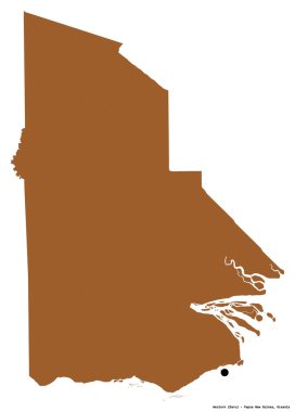 Batı 'nın şekli, Papua Yeni Gine eyaleti, başkenti beyaz arka planda izole edilmiştir. Desenli dokuların bileşimi. 3B görüntüleme