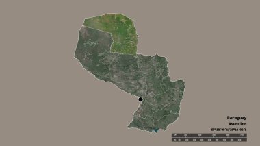 Başkenti, ana bölgesel bölümü ve ayrılmış Alto Paraguay bölgesi ile Paraguay 'ın dejenere edilmiş şekli. Etiketler. Uydu görüntüleri. 3B görüntüleme