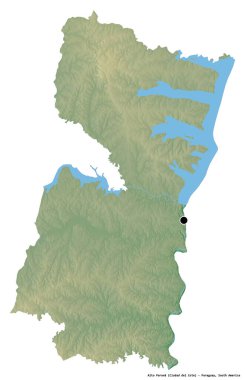 Paraguay 'ın başkenti Alto Parana' nın beyaz arka planda izole edilmiş hali. Topografik yardım haritası. 3B görüntüleme