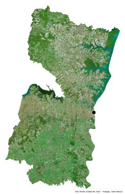 Paraguay 'ın başkenti Alto Parana' nın beyaz arka planda izole edilmiş hali. Uydu görüntüleri. 3B görüntüleme