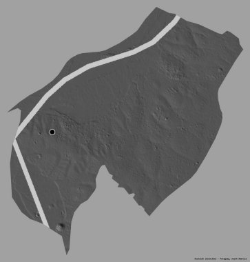 Paraguay 'ın başkenti Asuncion' un şekli, sermayesi katı renk arkaplanı ile izole edilmiş. Çift seviyeli yükseklik haritası. 3B görüntüleme