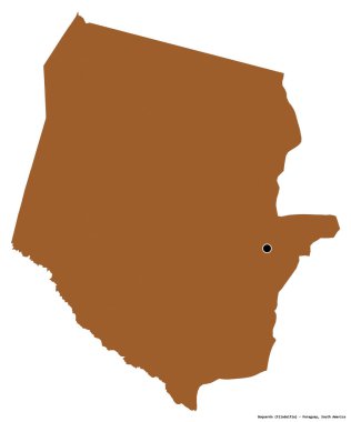 Boqueron 'un şekli, Paraguay departmanı, başkenti beyaz arka planda izole edilmiş. Desenli dokuların bileşimi. 3B görüntüleme