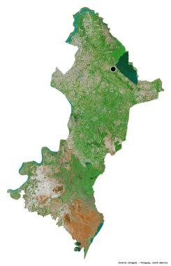 Başkenti beyaz arka planda izole edilmiş olan Paraguay Merkez Bölümü. Uydu görüntüleri. 3B görüntüleme