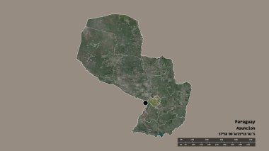 Başkenti, ana bölgesel bölümü ve ayrılmış Cordillera bölgesi ile Paraguay 'ın dejenere edilmiş şekli. Etiketler. Uydu görüntüleri. 3B görüntüleme
