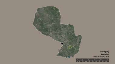Başkenti, ana bölgesel bölümü ve ayrı Guaira bölgesi ile Paraguay 'ın dejenere edilmiş şekli. Etiketler. Uydu görüntüleri. 3B görüntüleme