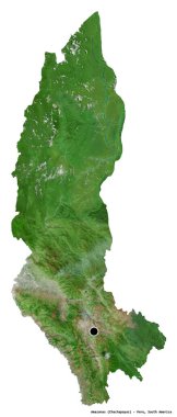 Peru 'nun başkenti Amazonas' ın beyaz arka planda izole edilmiş hali. Uydu görüntüleri. 3B görüntüleme