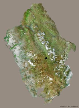 Peru 'nun başkenti Ancash' in katı renk arkaplanı ile izole edilmiş hali. Uydu görüntüleri. 3B görüntüleme