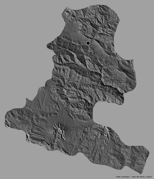 巴布亚新几内亚省Chimbu的形状 其首都用纯色背景隔开 Bilevel高程图 3D渲染 — 图库照片
