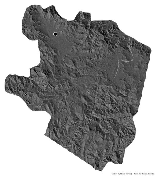 파푸아 뉴우기니아 이스턴 하이랜드 모습을 있으며 수도는 바탕에 고립되어 렌더링 — 스톡 사진