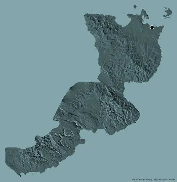 パプアニューギニアの東ニューブリテン州の形で その首都はしっかりとした色の背景に孤立しています 色の標高マップ 3Dレンダリング — ストック写真