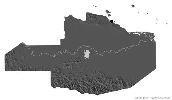Kształt East Sepik Prowincja Papui Nowej Gwinei Stolicą Odizolowaną Białym — Zdjęcie stockowe