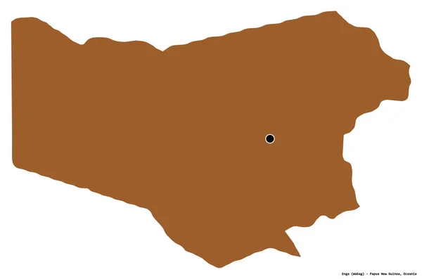 巴布亚新几内亚省Enga的形状 其首都因白色背景而孤立 图形纹理的组成 3D渲染 — 图库照片