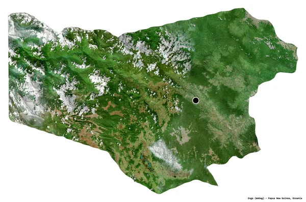 巴布亚新几内亚省Enga的形状 其首都因白色背景而孤立 卫星图像 3D渲染 — 图库照片