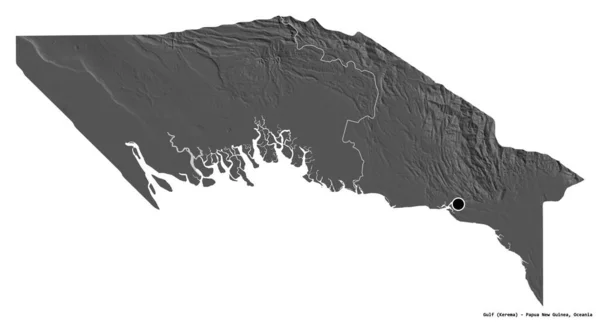 Form Viken Provinsen Papua Nya Guinea Med Dess Huvudstad Isolerad — Stockfoto