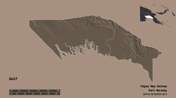 Tvar Zálivu Provincie Papua Nová Guinea Hlavním Městem Izolovaným Pevném — Stock fotografie