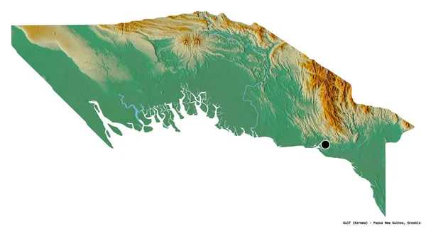 Shape Gulf Province Papua New Guinea Its Capital Isolated White — Stock Photo, Image
