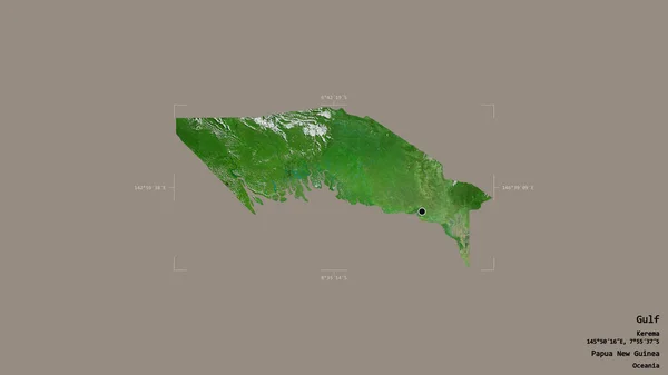 位于巴布亚新几内亚省海湾地区 在一个地理参考方块中 背景坚实 与世隔绝 卫星图像 3D渲染 — 图库照片