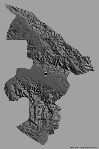 巴布亚新几内亚吉瓦卡省的形状 其首都以纯色背景隔离 Bilevel高程图 3D渲染 — 图库照片