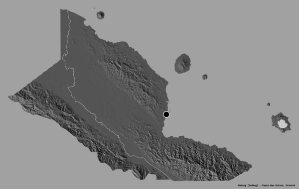 Shape Madang Province Papua New Guinea Its Capital Isolated Solid — Stock Photo, Image