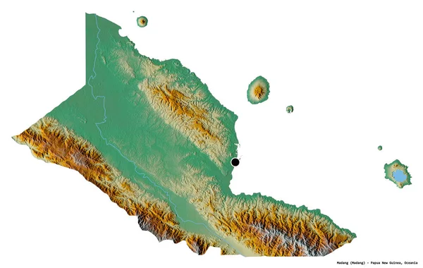 Formen Madang Provinsen Papua Guinea Med Hovedstad Isolert Hvit Bakgrunn – stockfoto