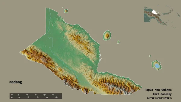 Shape Madang Province Papua New Guinea Its Capital Isolated Solid — Stock Photo, Image