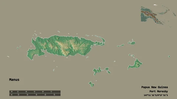 Forma Manus Província Papua Nova Guiné Com Sua Capital Isolada — Fotografia de Stock