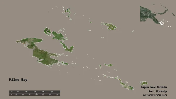 Shape Milne Bay Provinz Papua Neuguinea Mit Seiner Hauptstadt Isoliert — Stockfoto