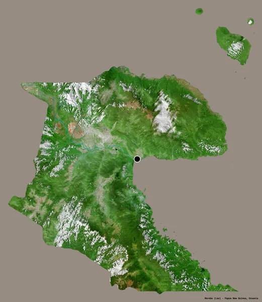 巴布亚新几内亚省莫洛贝的形状 其首都以纯色背景隔离 卫星图像 3D渲染 — 图库照片
