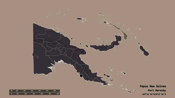 Bentuk Desaturasi Papua Nugini Dengan Ibukotanya Divisi Regional Utama Dan — Stok Foto