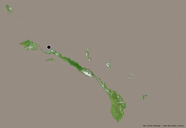 巴布亚新几内亚省新爱尔兰的形状 其首都以纯色背景隔离 卫星图像 3D渲染 — 图库照片