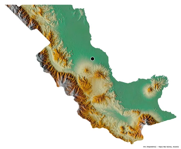 Forma Oro Provincia Papúa Nueva Guinea Con Capital Aislada Sobre — Foto de Stock