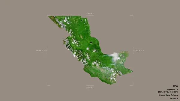 巴布亚新几内亚奥罗省的一个地区 在一个地理参照框的坚实背景上被隔离 卫星图像 3D渲染 — 图库照片