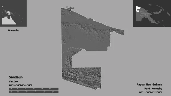 Форма Сандаун Провінція Папуа Нова Гвінея Столиця Масштаб Відстаней Превью — стокове фото