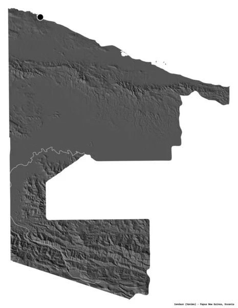 パプアニューギニア州のサンドーンの形で その首都は白い背景に孤立しています 標高マップ 3Dレンダリング — ストック写真