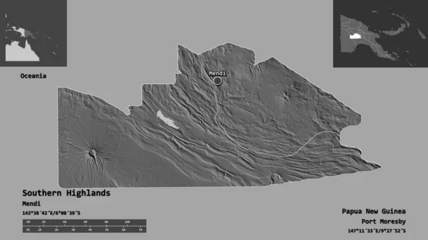 Форма Південного Нагір Провінція Папуа Нова Гвінея Столиця Масштаб Відстаней — стокове фото