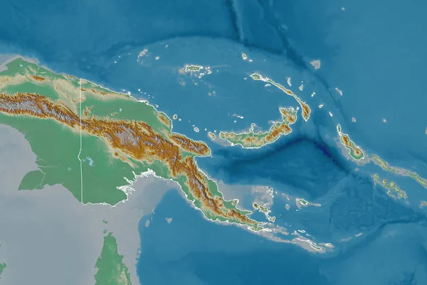 Розширена Територія Папуа Нової Гвінеї Карта Рельєфу Візуалізація — стокове фото