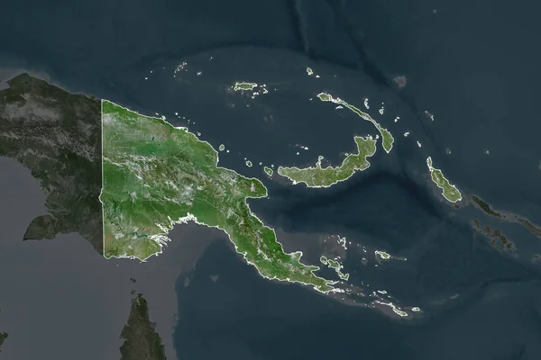 Форма Папуа Новой Гвинеи Разделенная Опреснением Соседних Территорий Границы Спутниковые — стоковое фото