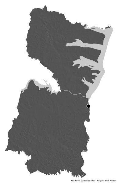 Forma Alto Paraná Departamento Paraguai Com Sua Capital Isolada Fundo — Fotografia de Stock